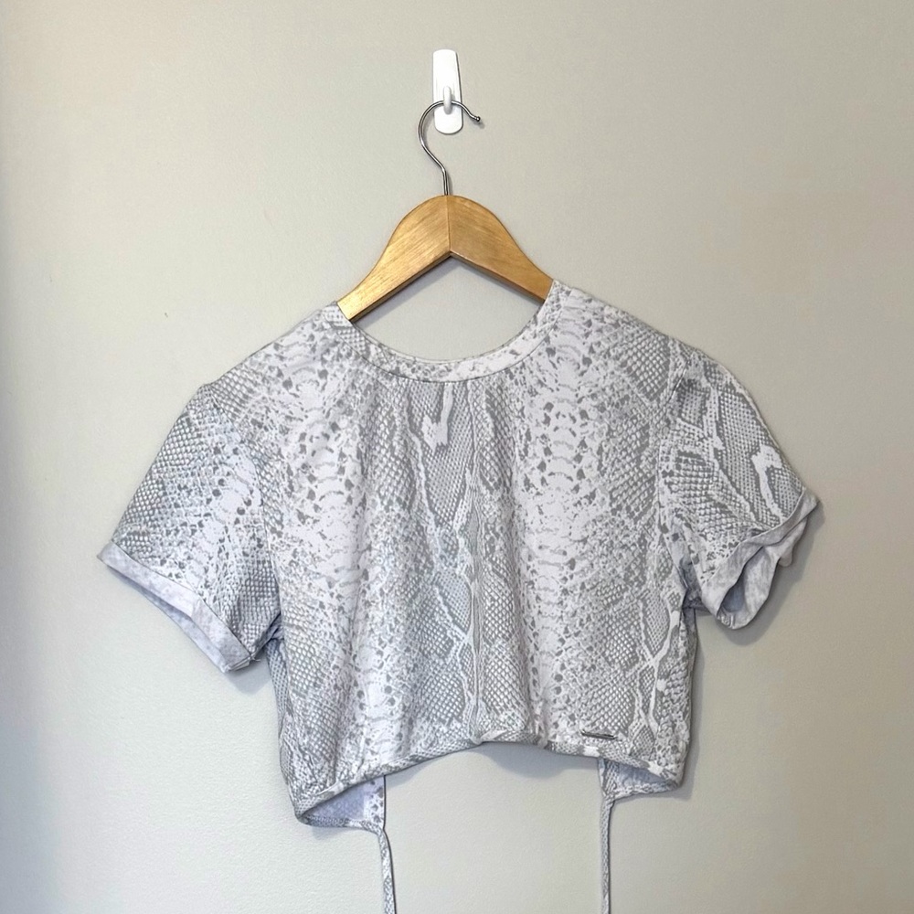 Urban Planet Snake Print Tie Back Crop Top